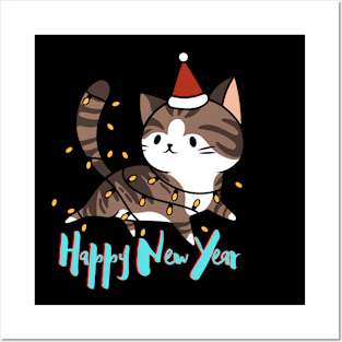 HAPPY NEW YEAR! Cute Kitty Cat Posters and Art